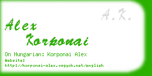 alex korponai business card